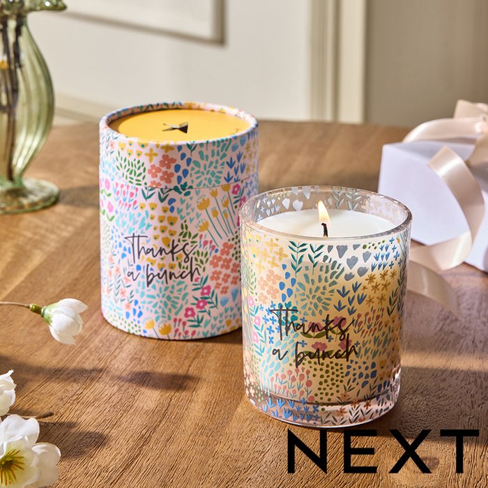 NEXT Apricot Blossom Pink Floral Thank you Candle
