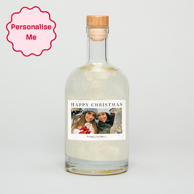 Personalised Happy Christmas Photo Upload Glitter Gin 50cl