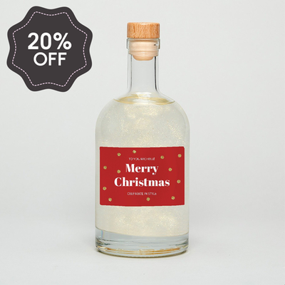 Personalised Merry Christmas Glitter Gin 50cl