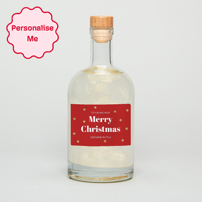 Personalised Merry Christmas Glitter Gin 50cl
