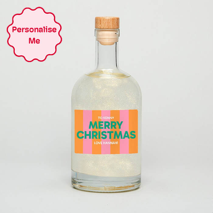 Personalised Merry Christmas Glitter Gin 50cl
