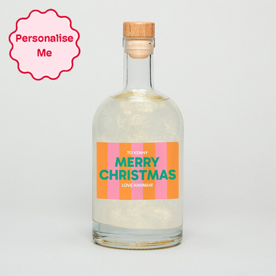 Personalised Merry Christmas Glitter Gin 50cl