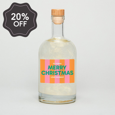 Personalised Merry Christmas Glitter Gin 50cl