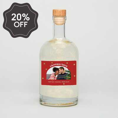 Personalised Christmas Spirit Photo Upload Glitter Gin 50cl