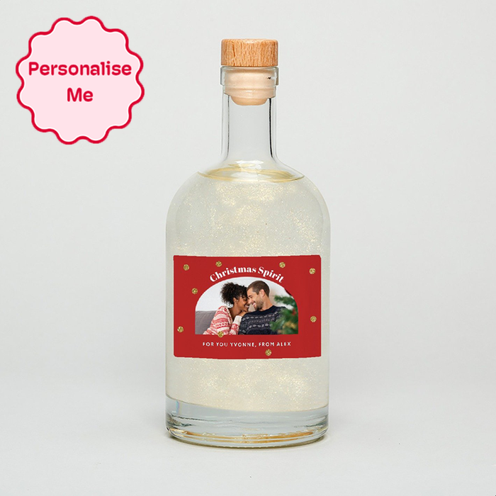 Personalised Christmas Spirit Photo Upload Glitter Gin 50cl