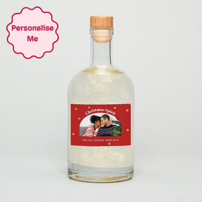 Personalised Christmas Spirit Photo Upload Glitter Gin 50cl