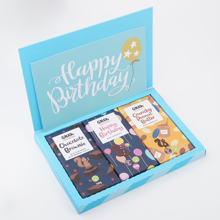 Gnaw Birthday Letterbox Chocolate Gift Set 600g (Contains 6 Bars)