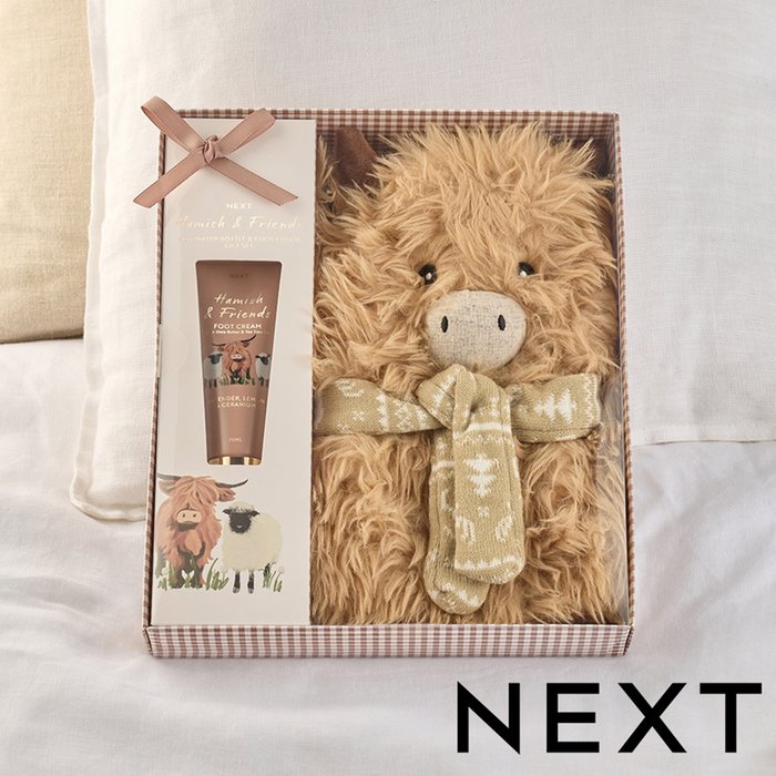 NEXT Hamish The Highland Cow Hot Water Bottle & Foot Cream Gift Set