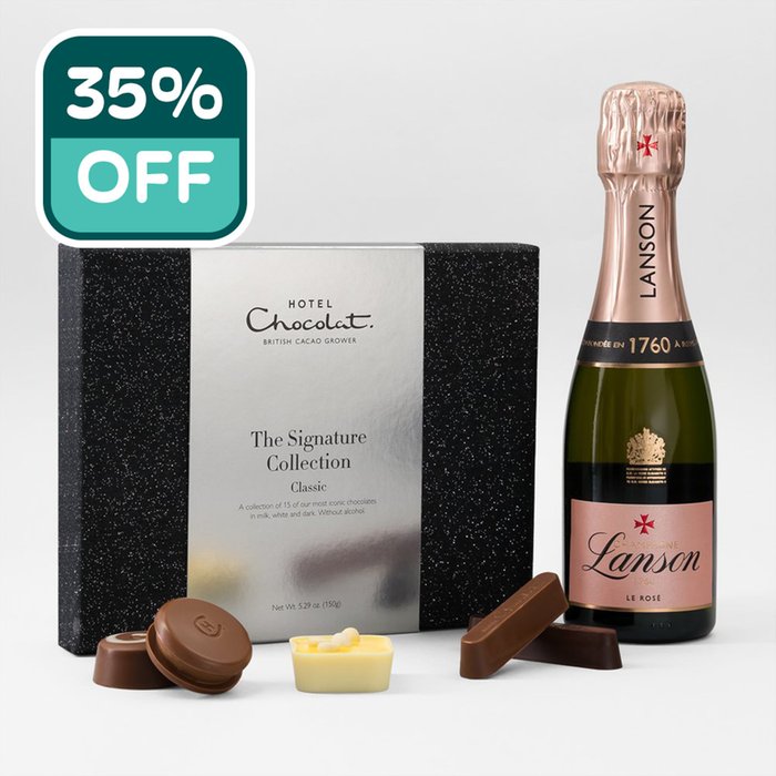 Hotel Chocolat  Signature Collection & Lanson Rose 20cl Gift Set