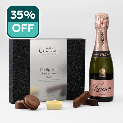 Hotel Chocolat  Signature Collection & Lanson Rose 20cl Gift Set