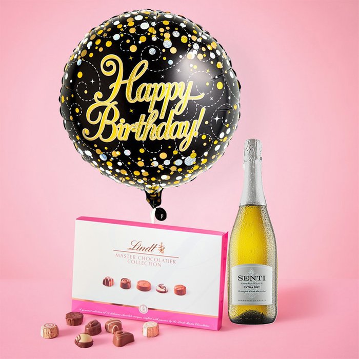 Black & Gold Birthday Balloon Gift Set