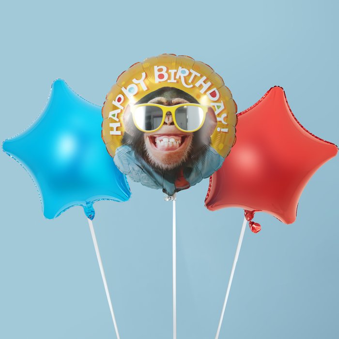 Happy Birthday Chimp Balloon Trio