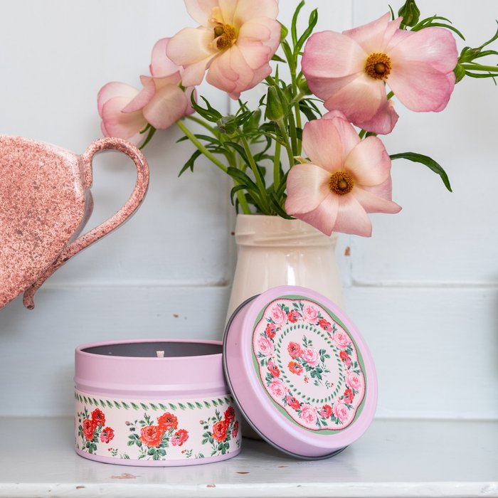 Cath Kidston Coming Up Roses Floral Tin Candle