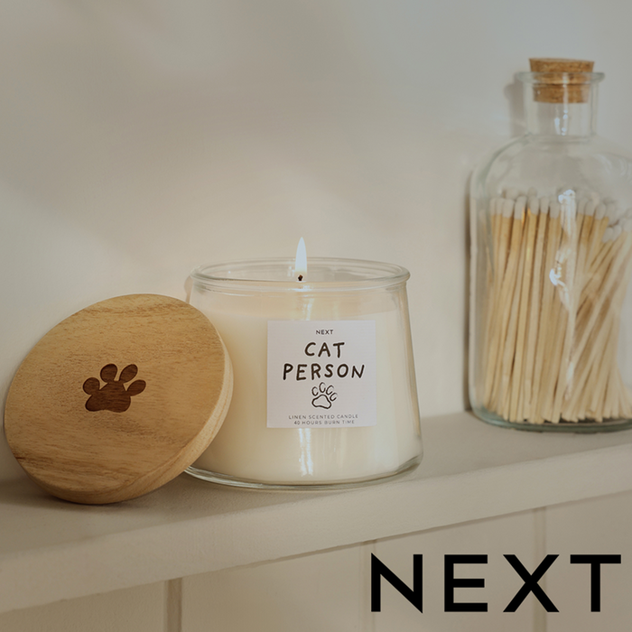 NEXT Cat Person Linen Scented Jar Candle