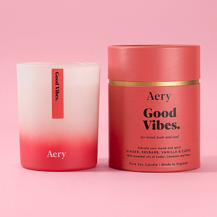 Aery Good Vibes Candle Vanilla and Rhubarb Scented