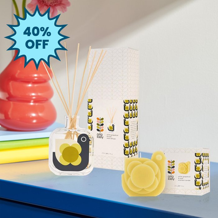 Orla Kiely White Grapefruit and Basil Hen Candle & Diffuser
