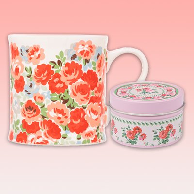 Cath Kidston Roses Mug & Pink Tin Candle Gift Set