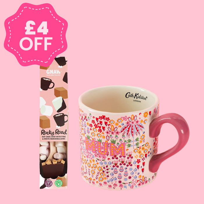 Cath Kidston Affinity Ditsy Shortie Mum Mug & Gnaw Hot Chocolate Stirrer Gift Set