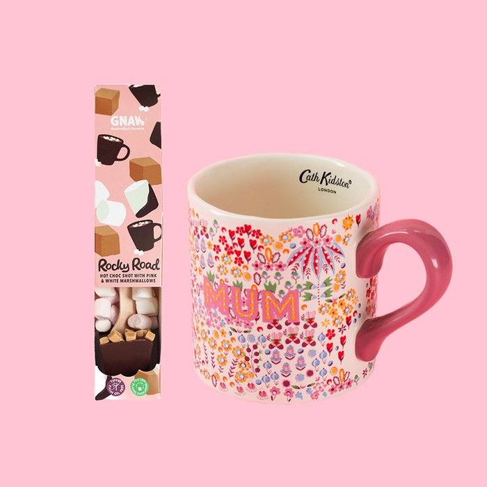 Cath Kidston Affinity Ditsy Shortie Mum Mug & Gnaw Hot Chocolate Stirrer Gift Set