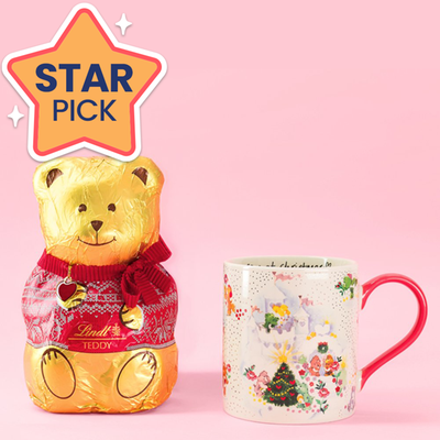 Cath Kidston Care Bears Xmas Mug & Lindt Milk Chocolate Teddy Bear 200g