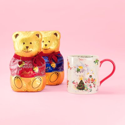 Cath Kidston Care Bears Xmas Mug & Lindt Milk Chocolate Teddy Bear 200g