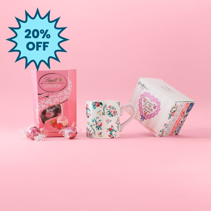 Cath Kidston Mummy Shortie Mug & Lindt Strawberries and Cream 200g Gift Set