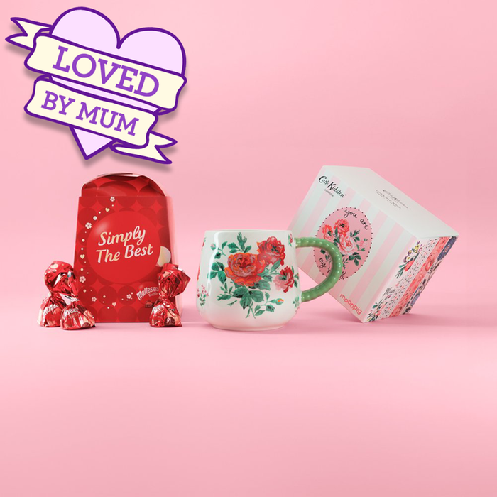 Cath Kidston Red Rose Twisted Handle Mug & Maltesers Truffles 'Simply The Best' Box 200g Gift Set