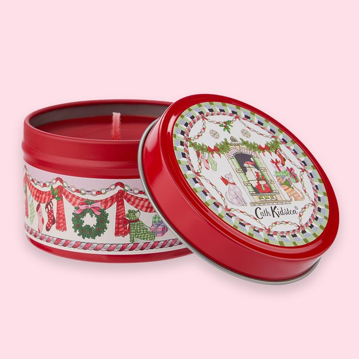 Cath Kidston Festive Tin Candle Red Berry & Cedar Fragrance 100g 