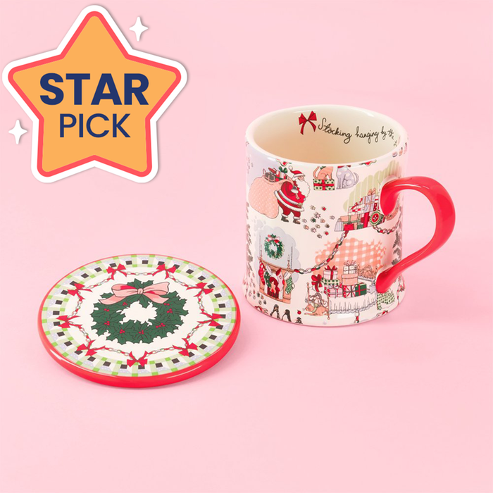 Cath Kidston Christmas Ditsy Mug & Coaster Set