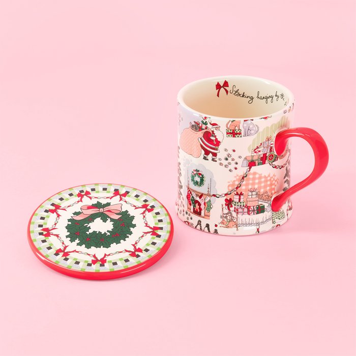 Cath Kidston Christmas Ditsy Mug & Coaster Set