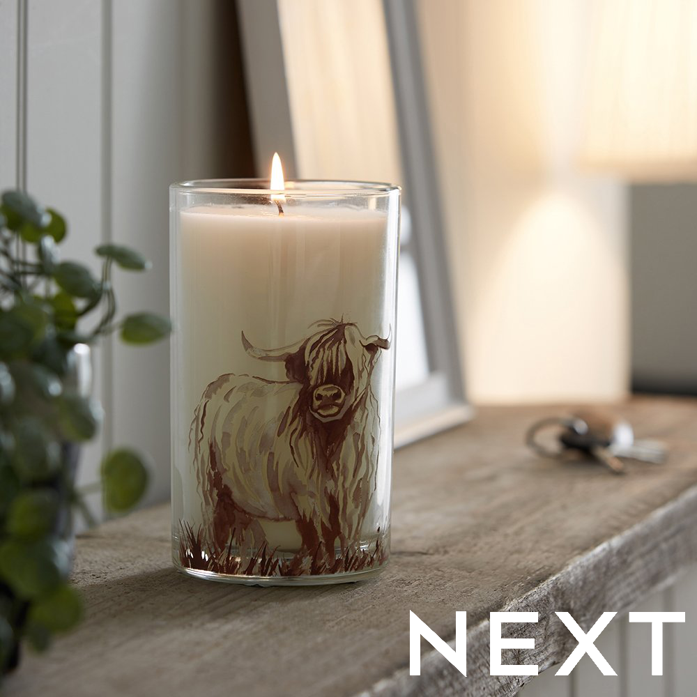 Next Hamish Cow Lemon & Bergamot Pillar Candle