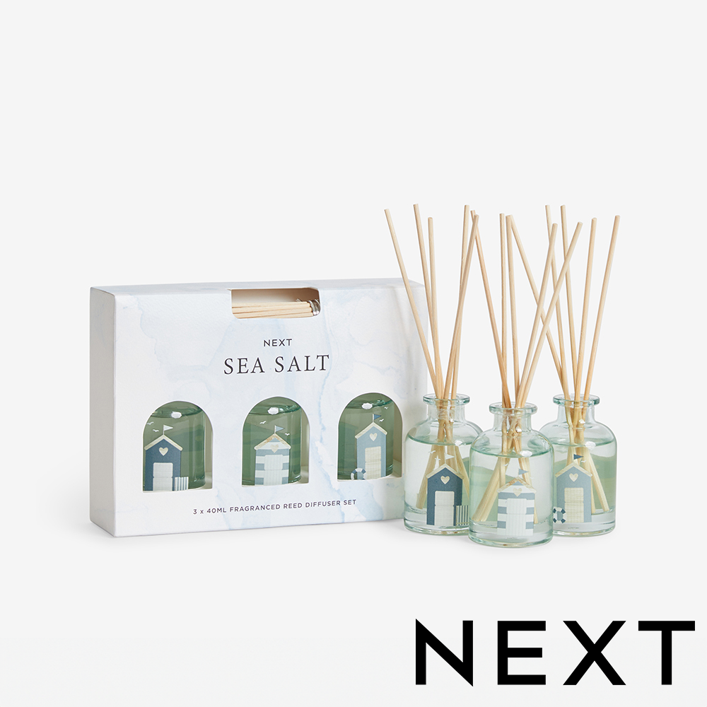 Next Home Next Sea Salt And Citrus Fragranced Set Of 3 Reed Diffusers