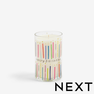 NEXT Multi Happy Birthday Hidden Message White Jasmine Scented Candle