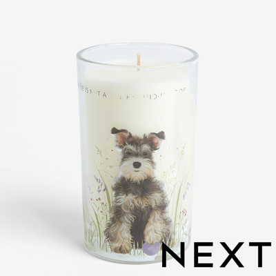 NEXT Grey Stanley the Schnauzer Pure Linen Pillar Candle