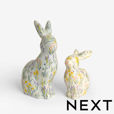 NEXT Set of 2 Yellow Floral Spring Bunny Ornament