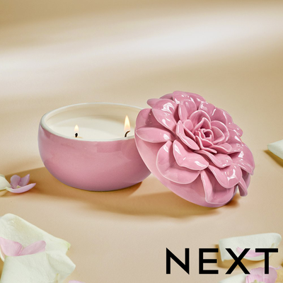 NEXT Pink Springtime Rose and Bergamot Scented Ceramic Candle