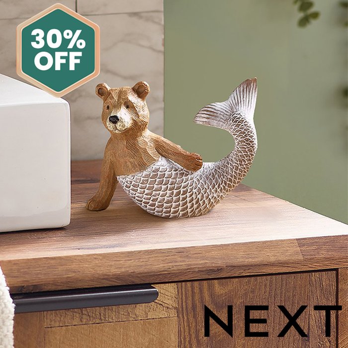 NEXT Natural Bertie Bear Mermaid Ornament