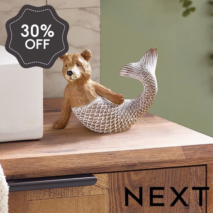 NEXT Natural Bertie Bear Mermaid Ornament
