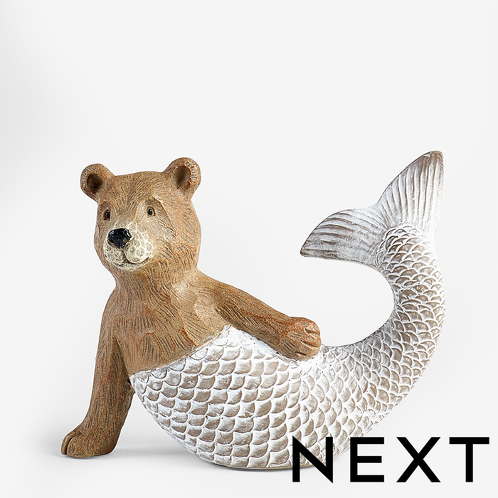 NEXT Natural Bertie Bear Mermaid Ornament