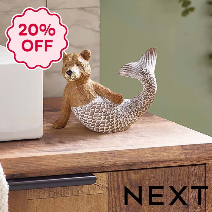 NEXT Natural Bertie Bear Mermaid Ornament