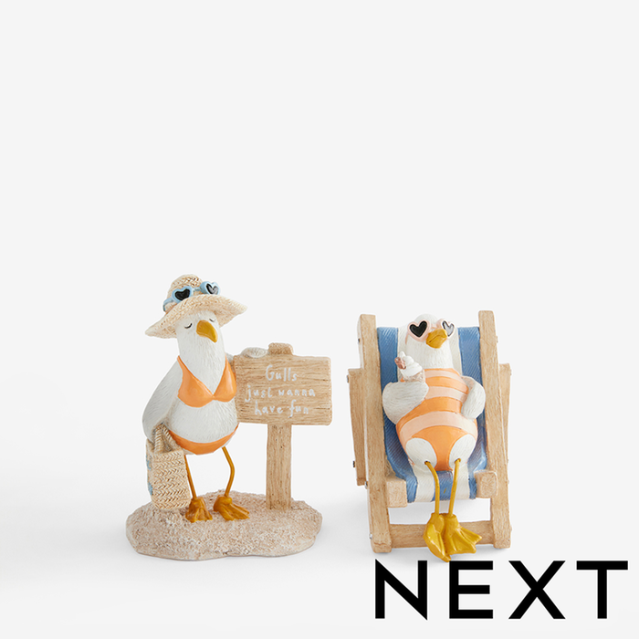 NEXT Set of 2 Multi Seagull Seaside Ornaments