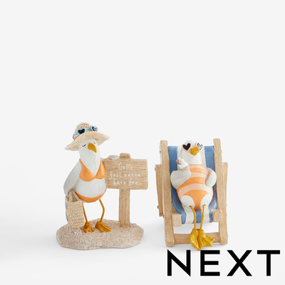 NEXT Set of 2 Multi Seagull Seaside Ornaments