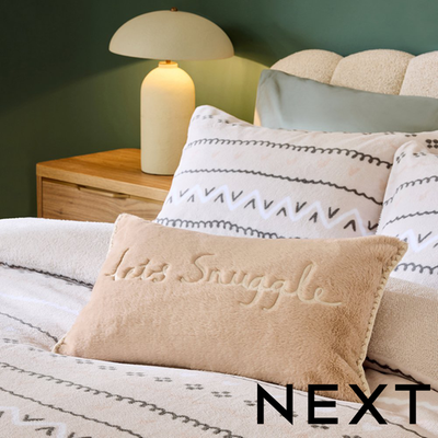 NEXT Natural Let's Snuggle Cosy Faux Fur Slogan Cushion