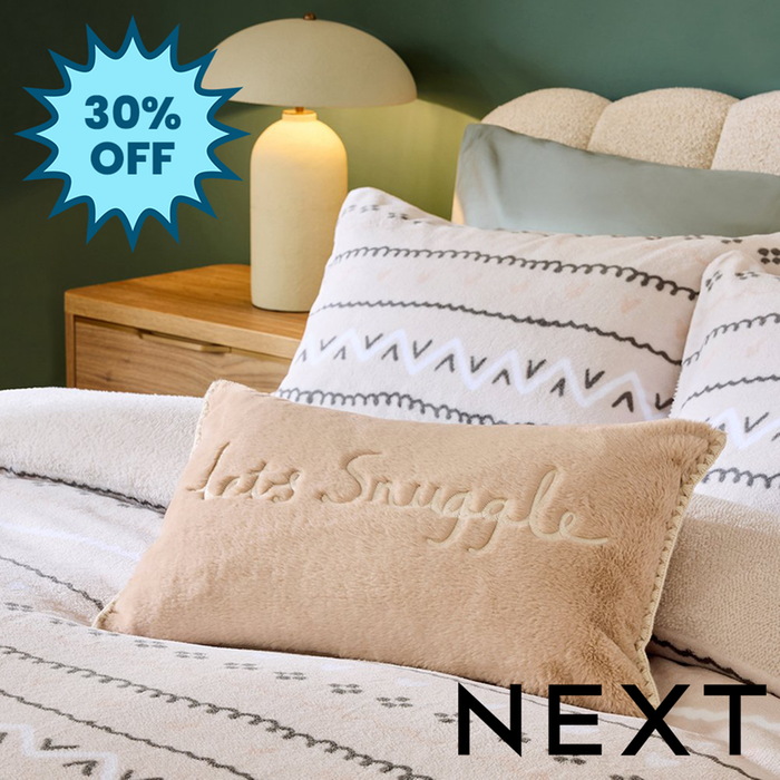 NEXT Natural Let's Snuggle Cosy Faux Fur Slogan Cushion