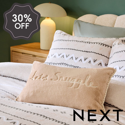NEXT Natural Let's Snuggle Cosy Faux Fur Slogan Cushion