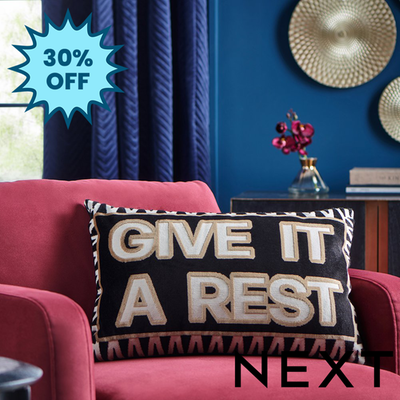 NEXT Monochrome Give It A Rest Cut Velvet Slogan Cushion