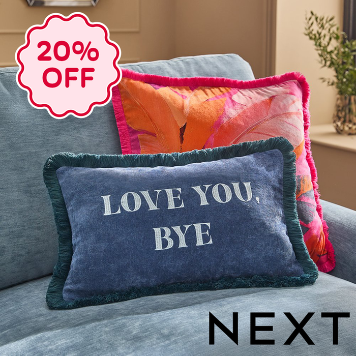 NEXT Navy Love You Bye Slogan Cushion