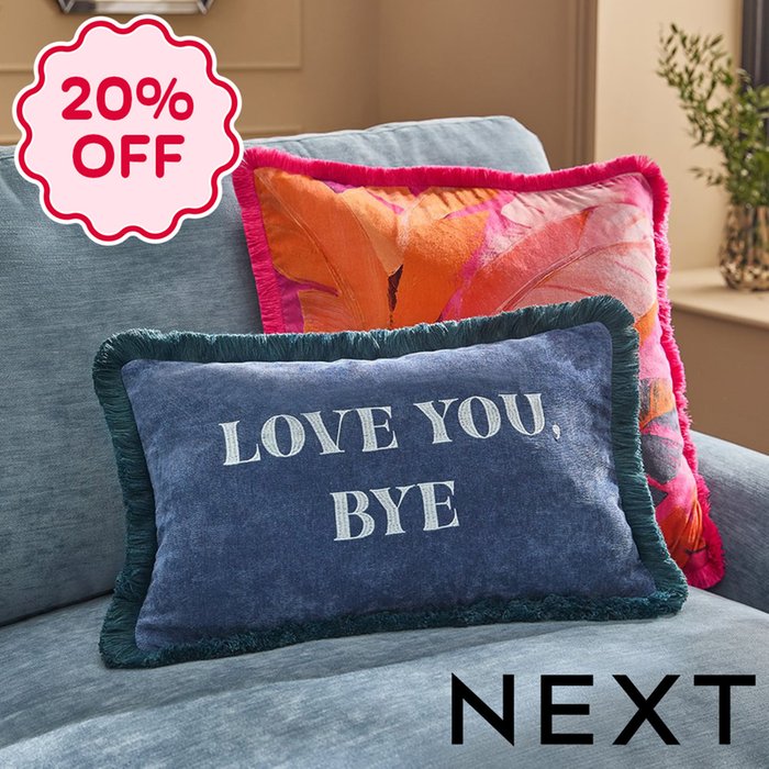 NEXT Navy Love You Bye Slogan Cushion