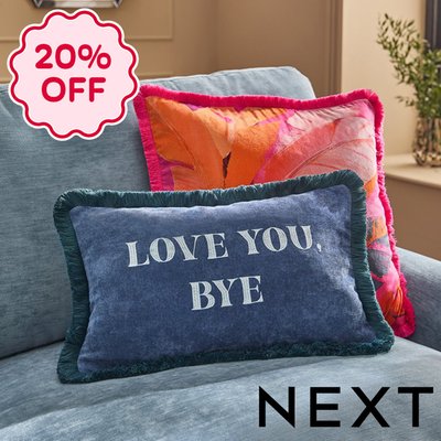 NEXT Navy Love You Bye Slogan Cushion