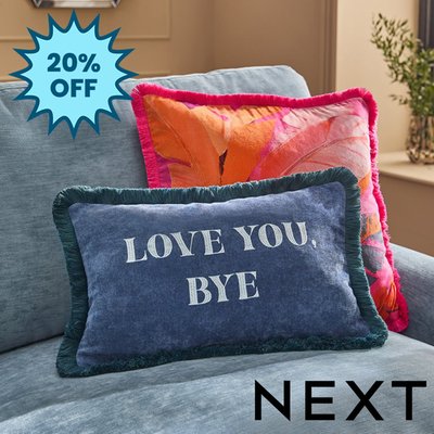 NEXT Navy Love You Bye Slogan Cushion